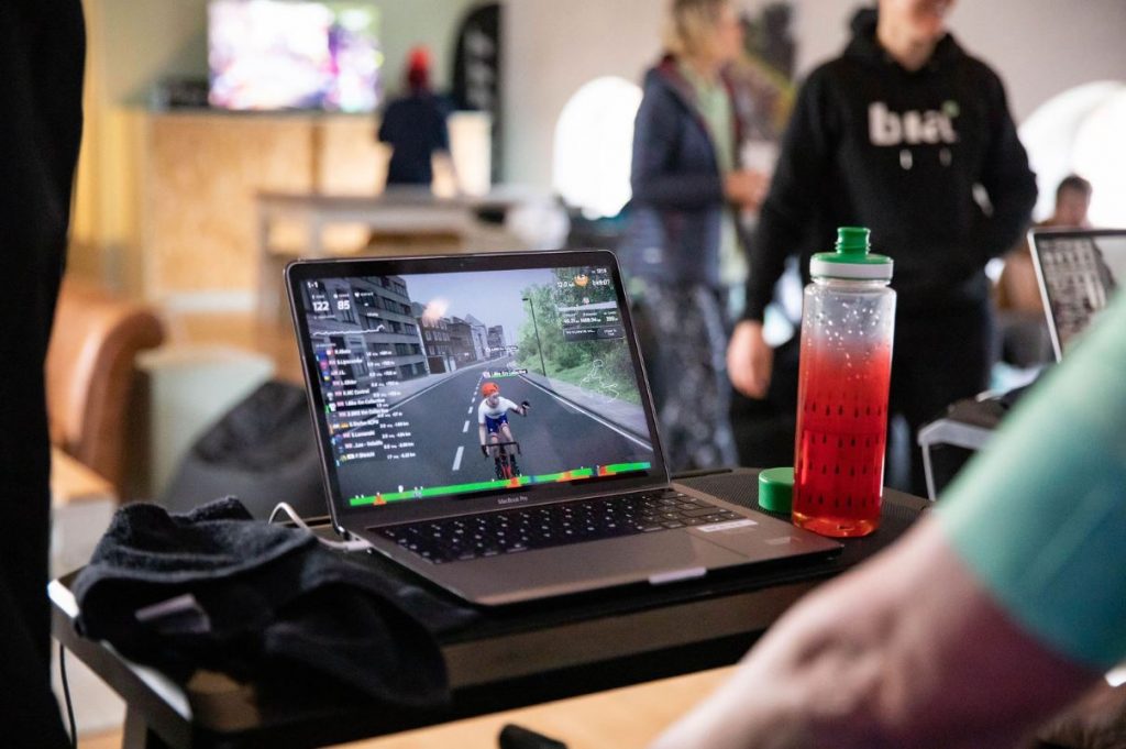 image of a computer showing a cyclist at the KM collective event in 2022