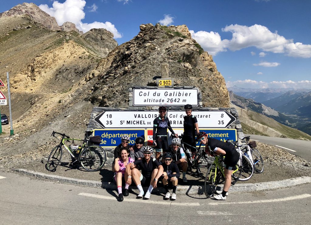 A Bia Escapes group at Col du Galibier in the French Alps